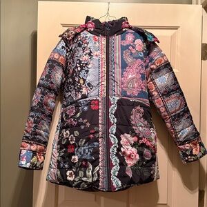 NWOT XS Johnny Was Mauri Puffer Zip Front Hooded Reversible Jacket C40223 $435